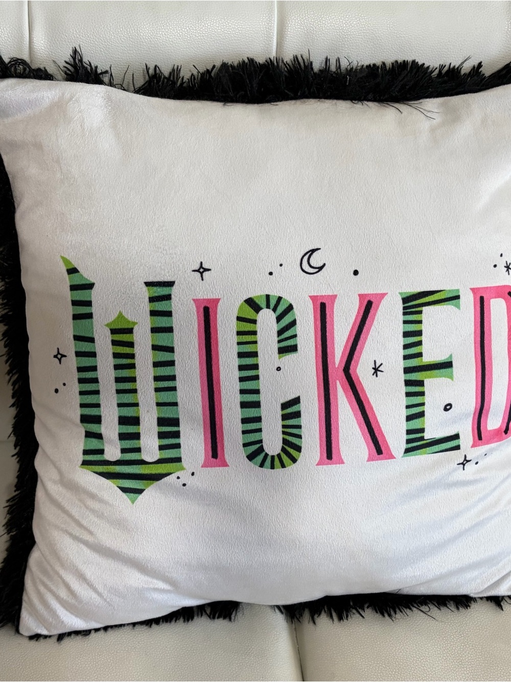 Wicked Holiday Throw Pillow - White with Pink & Green Accents